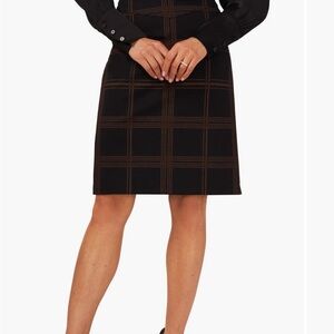 Halogen Brown and Orange A-Line Knee-Length Work Skirt